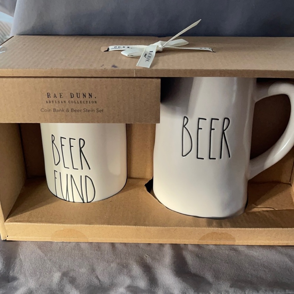 Rae Dunn - BEER FUND/BEER - bank and Stein set